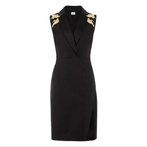 Altuzarra Target Tuxedo Black Gold Crane Sleeveless Classy Dress Size 6 NEW